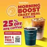 FamilyMart Offers 25% off any coffee between 7AM and 10AM