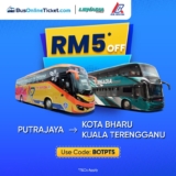 Grab RM5 discount on Bus Ticket from Putrajaya to Kota Bharu / Kuala Terengganu