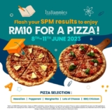 Italiannies 10″ Pizza for just RM10 Exclusively for SPM graduates