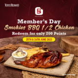 Tony Roma’s Smokies BBQ ½ Chicken for just 200 points Redemption