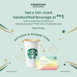 Starbucks Tall-sized handcrafted beverage at RM1 every Friday!