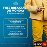 Free Breakfast at McDonald’s on Monday if You’re Wearing Yellow!