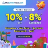 BusOnlineTicket.com Member Exclusive Promo: Save 10% Instantly + Get 8% Cashback on Bus Tickets!