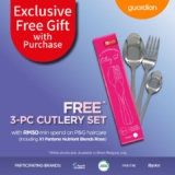 P&G Haircare FREE 3-piece cutlery set in limited edition pink packaging at Guardian