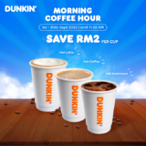 Dunkin’ September Coffee Extra RM2 Off promotion