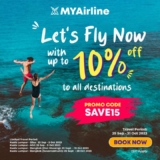 MYAirline Flight Tickets Extra 10% Off Promo Code