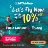 MYAirline 10% discount on all destinations Promo Code