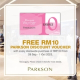 Parkson Free RM10 Discount Vouchers until 1 October 2023