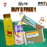 Grab a 3-course snack kat 7-Eleven dengan My7E app, and get a FREE item!