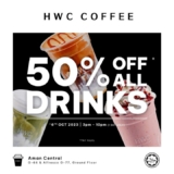 HWC Coffee Aman Central Grand Opening 50% OFF on all drinks from 3PM to 10PM Promo