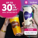 Get Tealive drinks on the FoodPanda app and enjoy up to 30% off !