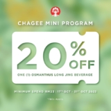 Get 20% OFF your 2nd cup of CHAGEE 霸王茶姬Osmanthus Long Jing Series