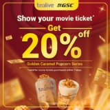 Tealive Offers 20% off on Golden Caramel Popcorn drink series