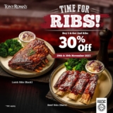 Tony Roma’s Extra 30% Off on your second order of mouthwatering Lamb Ribs (Rack) and Beef Ribs (Rack) Promotion