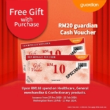Unlock FREE RM20 Guardian Cash Voucher starting December 2023 through February 2024