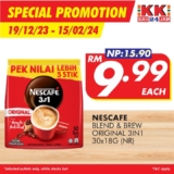 Unleash the Power of Taste with Nescafe Blend & Brew Original 3 IN 1 at KK SUPER MART for just RM9.99