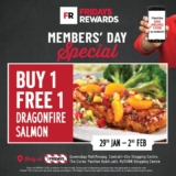 TGI Fridays Buy 1 Dragonfire Salmon to get another for free on Jan 2024