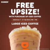 Dunkin’ Free Upsize to Large Cup reward on Feb 2024