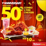 Richeese Factory 50% OFF discount on Combo 2 Fire Chicken on 6 Feb 2024