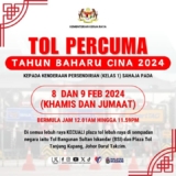 PLUS Highway Offers Free Tolls for Chinese New Year 2024