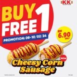 KK Super Mart Cheesy Corn Sausages Buy 1 Free 1 Promo  until 10 Feb 2024