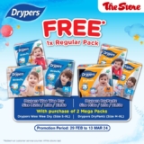 The Store Supermarkets March Exclusive Deal – Get a FREE Regular Pack with Every 2 Mega Packs of Drypers!