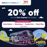 Bus Online Ticket x Zaim Express Bus Tickets Extra 20% Off Promotion