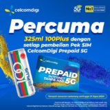 Kk Super Mart Presents: CelcomDigi Prepaid 5G Promo – Grab Your FREE 100Plus Drink Today!