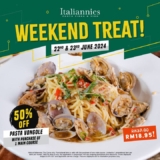 Enjoy Italiannies Weekend Treat: 50% OFF Pasta Vongole at The Curve!