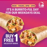 Unbeatable Deal Alert: Buy 1 Free 1 Grilled Stuft Burrito at Taco Bell (3 PM to 5 PM, Limited Time Only) – Claim Your Free Meal Today!