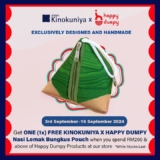 Score an Exclusive Freebie: Kinokuniya x Happy Dumpy Nasi Lemak Bungkus Pouch! Spend RM200 and Up from 3rd Sep to 16th Sept 2024