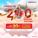 Celebrate 200 Million Passengers with Vietjet: 20% Off Eco Class Seats!