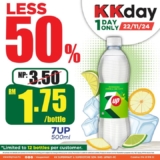 Quench Your Thirst with 50% OFF 7UP at KK Super Mart!