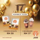 J.CO Donuts & Coffee Sweet 17th Anniversary Deal: 2 Dozen Donuts & 2 Drinks for Only RM39!