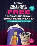 Sweet Deal Alert! Score a FREE Brown Sugar Pearl Milk Tea with Tealive’s Honey Toffee Promotion!