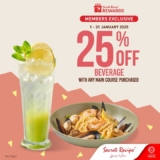 January 2025 Beverage Deal at Secret Recipe: 25% Off with Any Main Course!