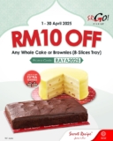 Sweeten Your Raya: RM10 OFF Whole Cakes & Brownies at Secret Recipe with SRGO! Pick Up