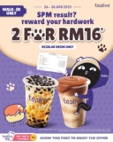 Catch a Deal: Celebrate with Buy 2 Drinks for RM16 at Tealive!
