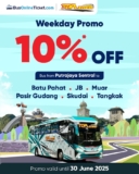 Enjoy 10% OFF Weekday Bus Tickets from Putrajaya Sentral – Grab the Deal Before It’s Gone!