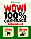 Enjoy 100% Cashback at Italiannies from August 14-17 – Limited Time Exclusive Deal!