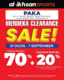 Unmissable August Sports Clearance Sale at Al-Ikhsan Sports Paka: Up to 70% Discount on Top Sporting Goods!