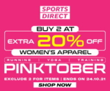 Sport Direct Pinktober Buy 2 Extra 20% Off Promotion