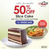 Secret Recipe: Indulge in Delightful Savings – 50% Off Slice Cake with Any Main Course Purchase | May – June 2024