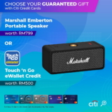 FREE RM500 TNG eWallet Credit OR f Marshall Emberton Portable Speaker with Apply Citibank Credit Card