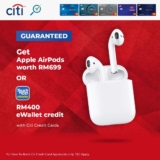 Free TNG eWallet Credit worth RM400 / Apple AirPods with Citi Credit Card Promotion