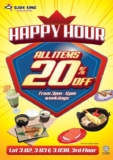 Sushi King Happy Hour All Items Extra 20% Off Promotion