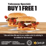 Carl’s Jr Spicy Panggang Burgers Buy 1 Free 1