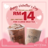 HeyCha Valentine’s Day 2 large milk tea for ONLY RM14 Promotion