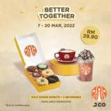 J.CO donuts & coffee half dozen donuts with 2 beverages for only RM29.90