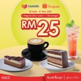 Secret Recipe 2 regular slice cakes & 2 beverages for ONLY RM25